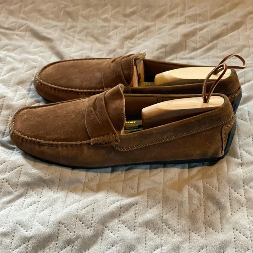Russell & Bromley driving loafers mens 42.5 ‎ 9.5 EUC brown suede
